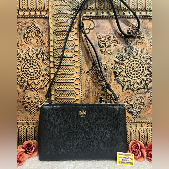 TORY BURCH Kira Black Pebbled Leather Crossbody EUC! - Picture 1 of 10